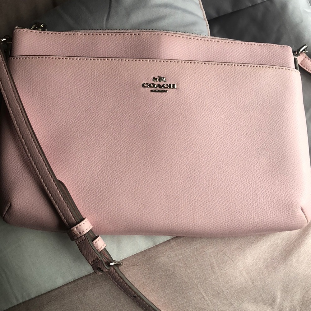 Coach purse. Pink leather silver accents.